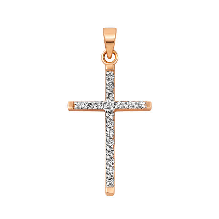 Золотой крестик с бриллиантами.Артикул UG53100786201