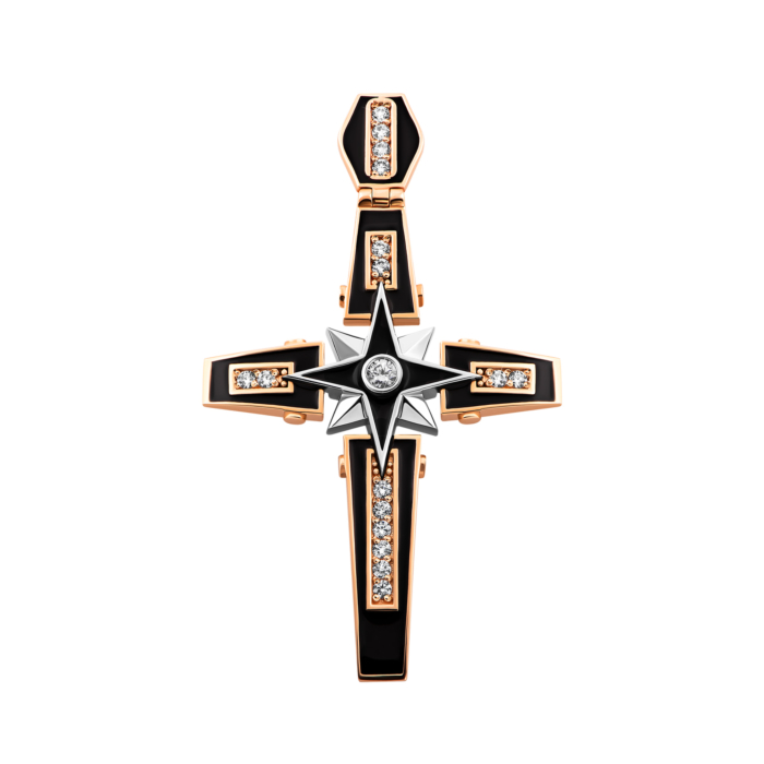 12345 Золотий хрестик з фіанітами і емаллю.Артикул UG5Кр 001ч.эм 12345 грн22,690 12345