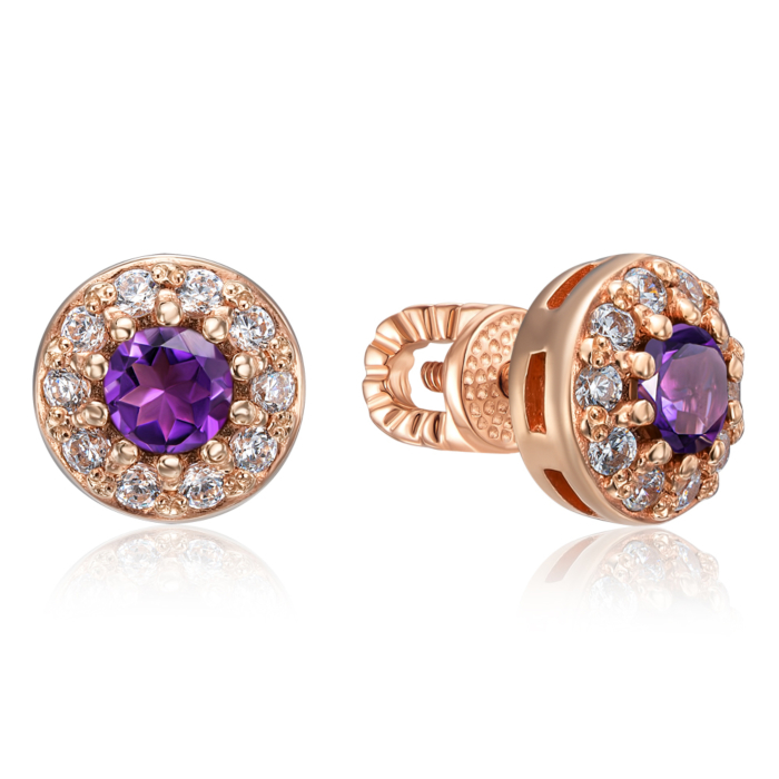 12345 Золоті пусети з аметистом і фіанітами. Артикул 50283/ам кп 12345 грн9,270 12345