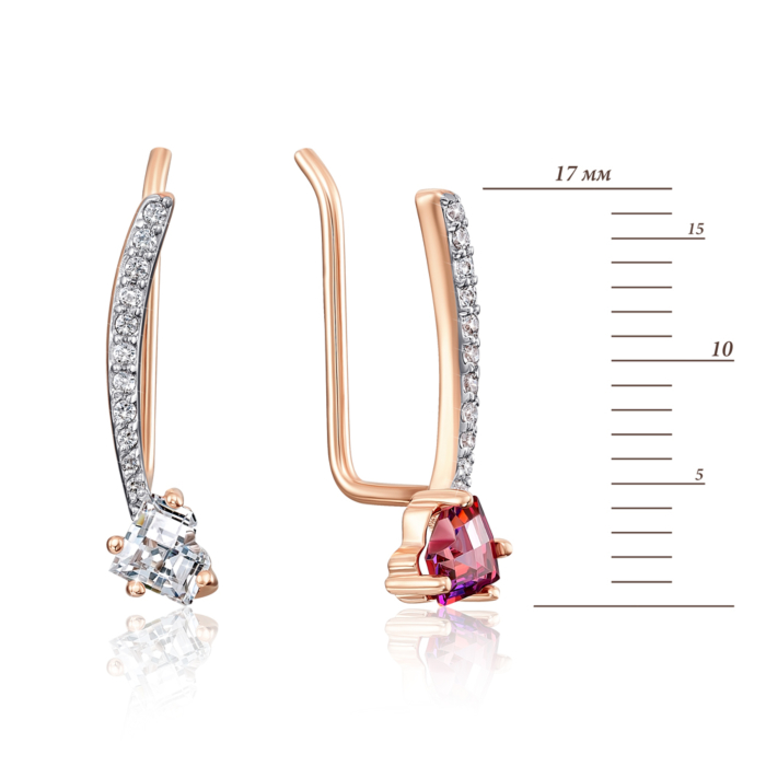 12345 Золоті сережки-кафи «Серце» з фіанітами S. Артикул 22290/01/1/2993 12345 грн4,644 12345