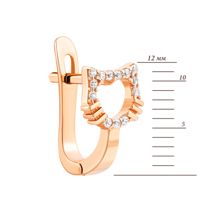 Золотые серьги Котики с фианитами.Артикул UG52011013801