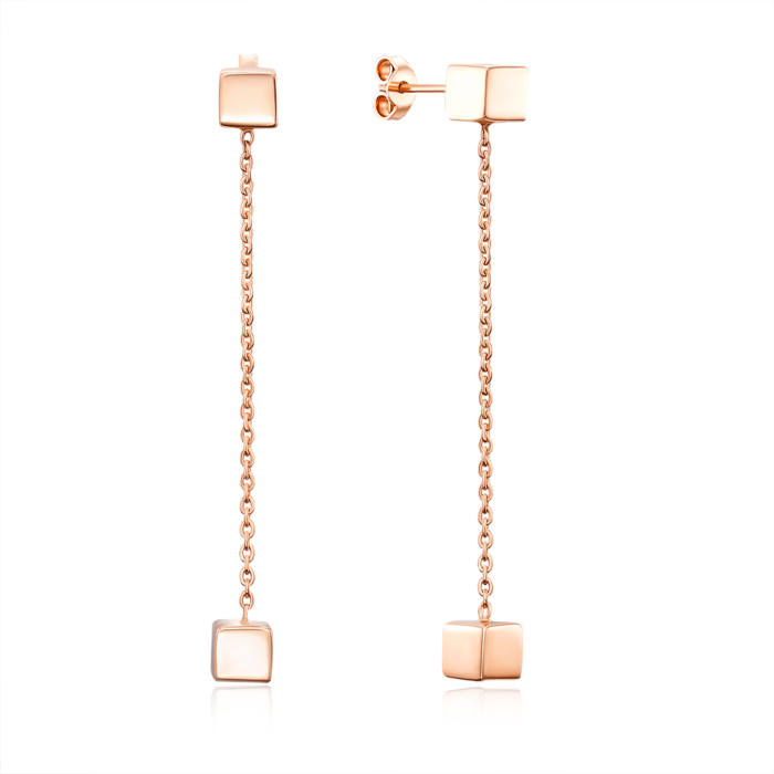 Золоті сережки-підвіски без вставки. Артикул 02992/01/0