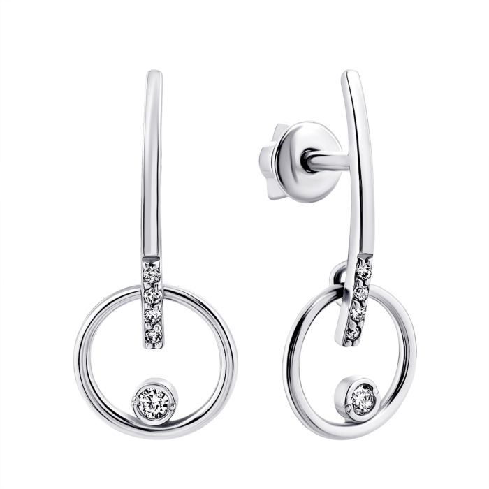 12345 Золоті сережки-підвіски з діамантами. Артикул UG5ЗК2006/1 12345 грн20,203 12345