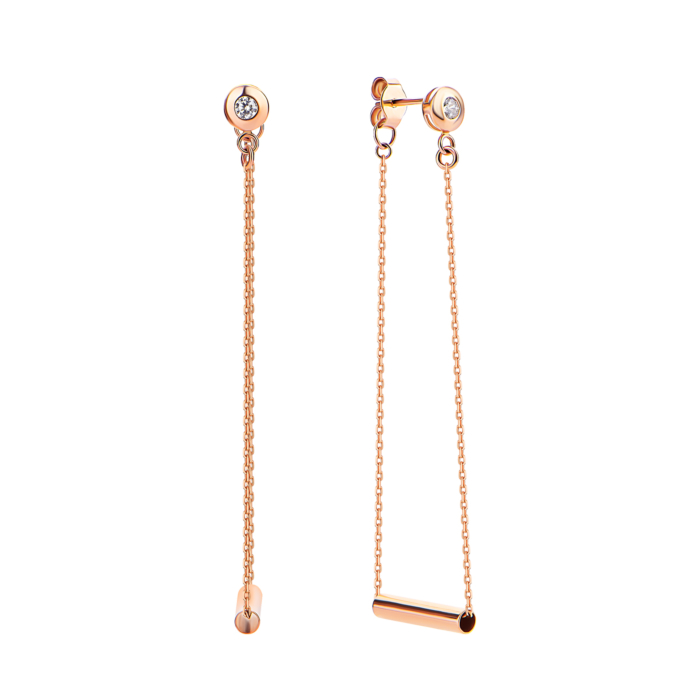 12345 Золоті сережки-підвіски з фіанітами. Артикул UG52/50/009 12345 грн7,781 12345