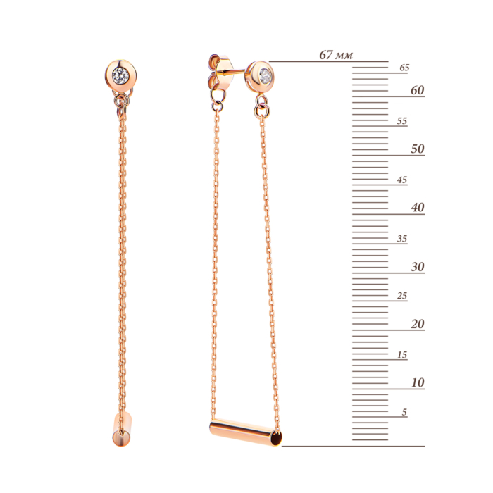 12345 Золоті сережки-підвіски з фіанітами. Артикул UG52/50/009 12345 грн7,781 12345