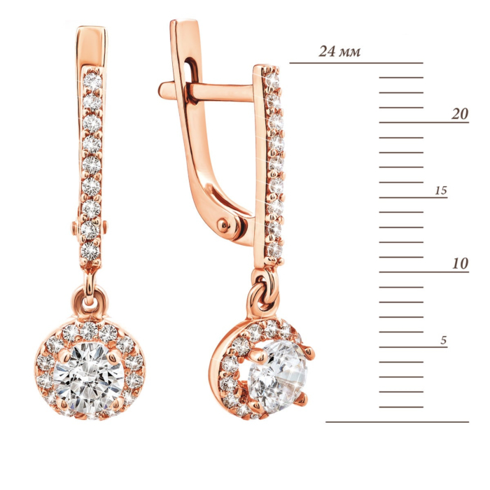 12345 Золоті сережки-підвіски з фіанітами. Артикул UG5СВ899(2)и 12345 грн14,350 12345