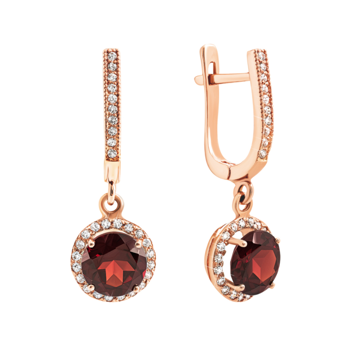 12345 Золоті сережки-підвіски з гранатом і фіанітами. Артикул UG5с427пр 12345 грн21,260 12345