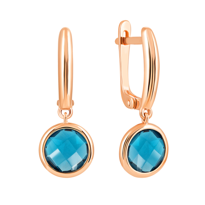 12345 Золоті сережки-підвіски з лондон-топазом. Артикул UG5с443тл 12345 грн17,364 12345