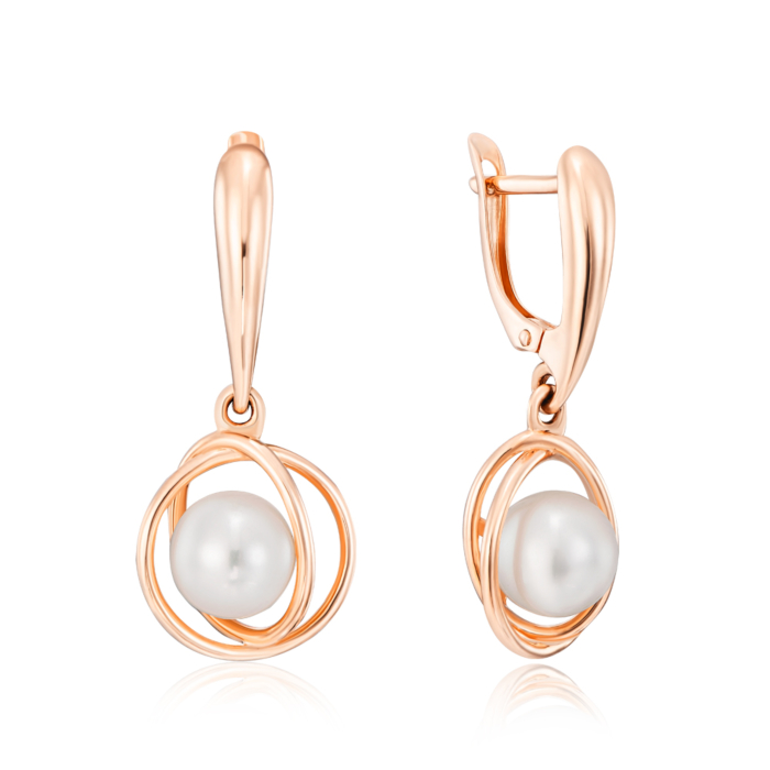 12345 Золоті сережки-підвіски з перлою. Артикул 22549/01/0/2503 12345 грн20,546 12345