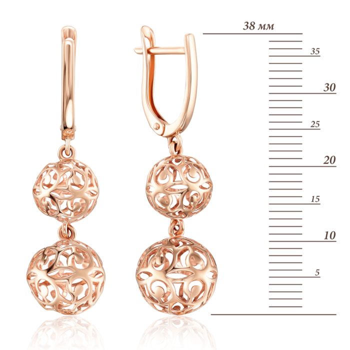 12345 Золоті сережки-підвіски «Куля ажурна» без вставки. Артикул 22325/01/0 12345 грн19,780 12345