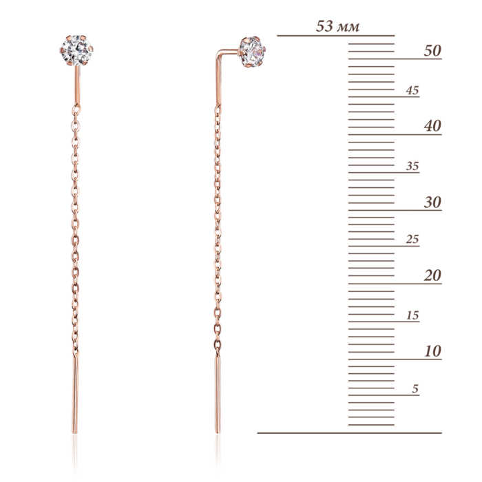 12345 Золоті сережки-протяжки з фіанітами. Артикул 02821-1/01/0/29 (02821/б) 12345 грн3,488 12345