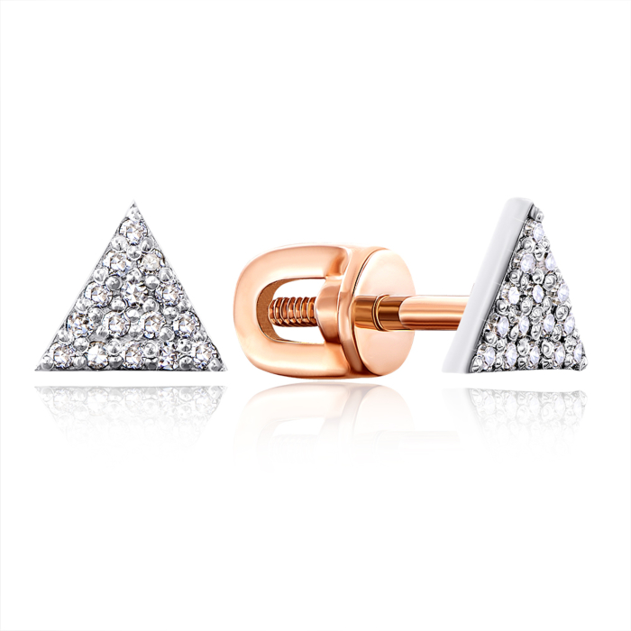 Золотые серьги-пуссеты с бриллиантами. Артикул 807032/14/1/8007