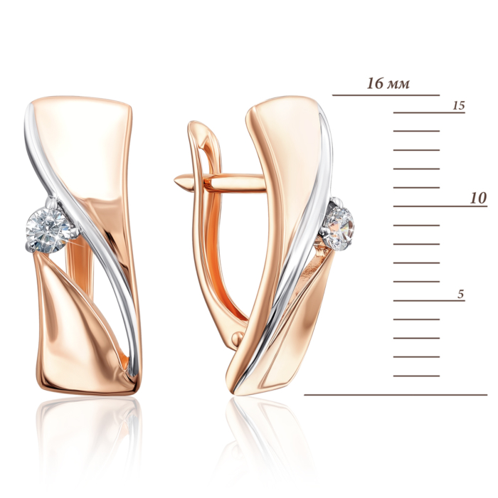 Золотые серьги с фианитами. Артикул 22338/01/1/52