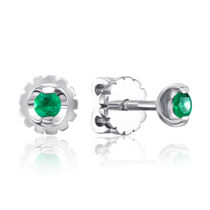 12345 Золоті сережки-пусети зі смарагдом. Артикул 53885/02/1/8170 12345 грн12,531 12345