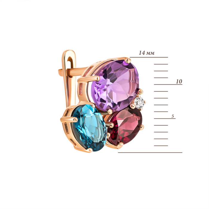 12345 Золоті сережки з міксом напівдорогоцінного каміння. Артикул UG5с469тл 12345 грн21,640 12345