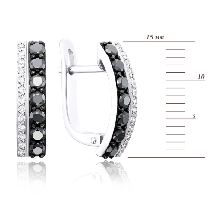 12345 Золоті сережки з чорними діамантами. Артикул 520003/02/1/8454 12345 грн61,179 12345