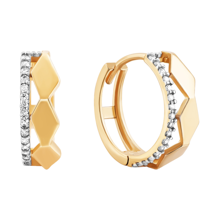 12345 Золоті сережки-конго з фіанітами.Артикул UG52/40/070лб 12345 грн8,984 12345