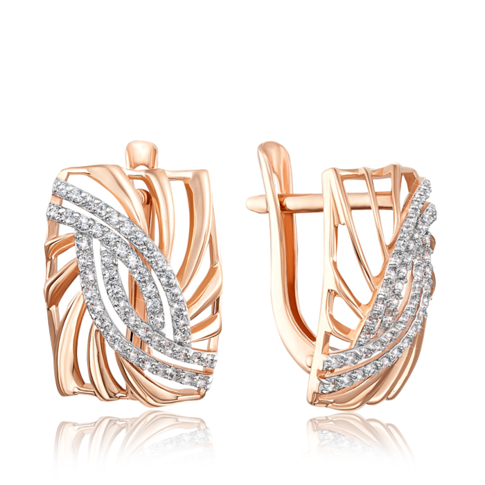 Золоті сережки з фіанітами. Артикул 22164/01/1/42