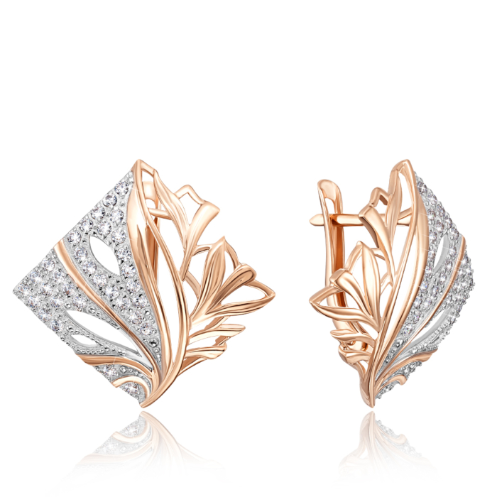 Золотые серьги с фианитами. Артикул 22216/01/1/13