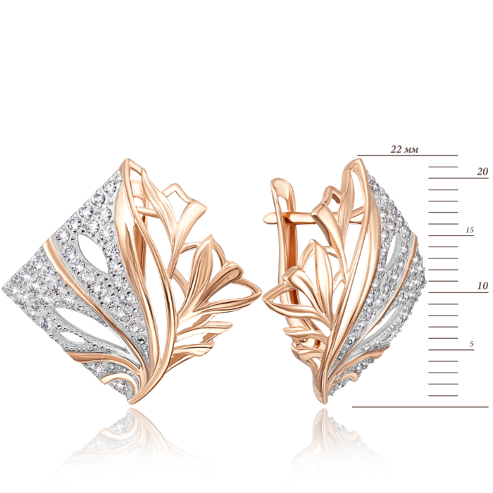 Золотые серьги с фианитами. Артикул 22216/01/1/13