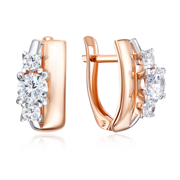 Золоті сережки з фіанітами. Артикул 22276/01/1/529