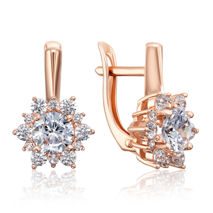 Золоті сережки з фіанітами. Артикул 22314/01/0/3018