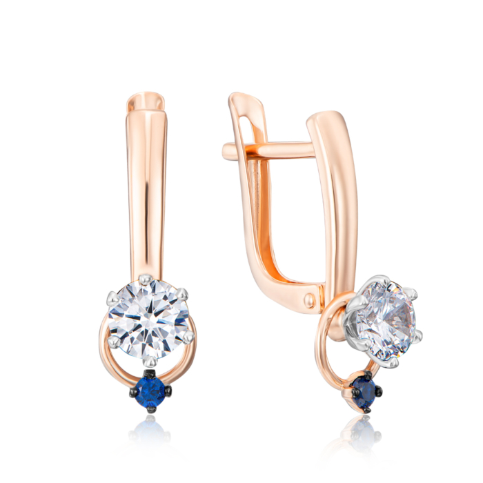 Золоті сережки з фіанітами. Артикул 22636/01/1/3415