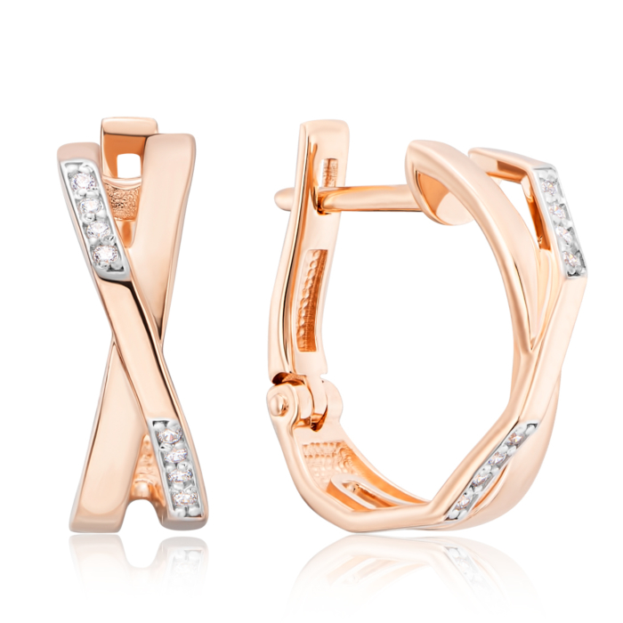 Золоті сережки з фіанітами. Артикул 22649/01/1/42