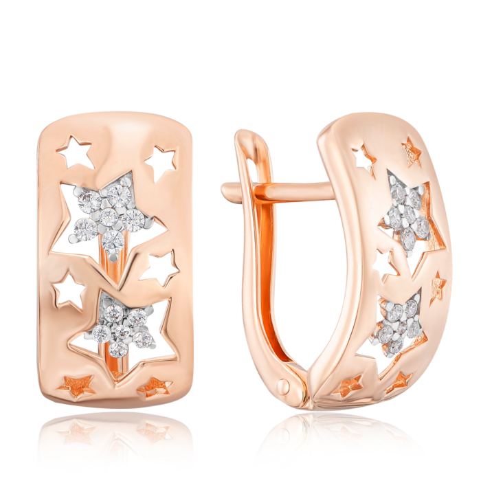 Золоті сережки з фіанітами. Артикул 22658/01/1/1081