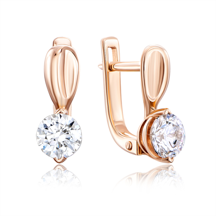 Золотые серьги с фианитами S. Артикул 21892/01/0/21