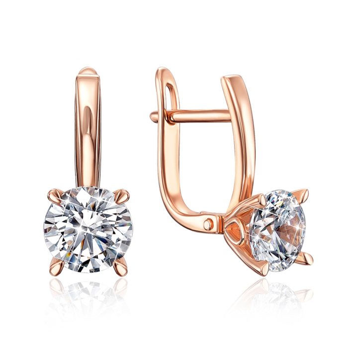 Золотые серьги с фианитами S. Артикул 22045/01/0/280