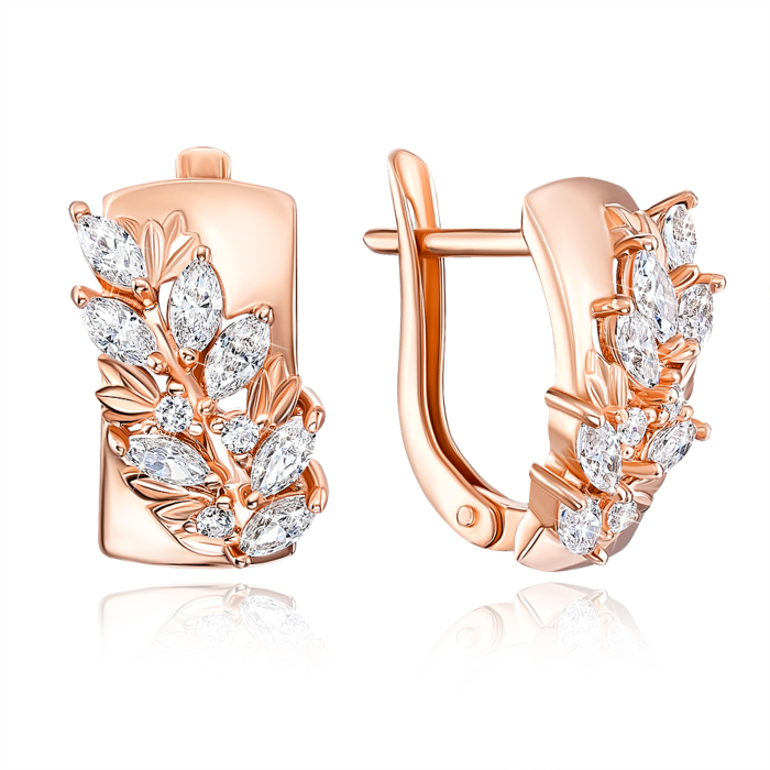 Золотые серьги с фианитами S. Артикул 22143/01/0/2221