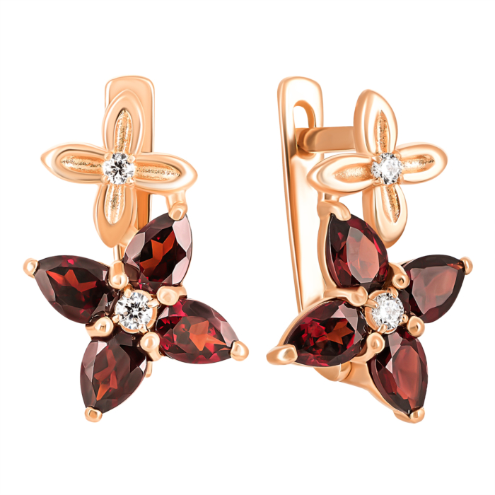 12345 Золоті сережки з гранатом і фіанітами. Артикул UG5с660пр 12345 грн12,170 12345