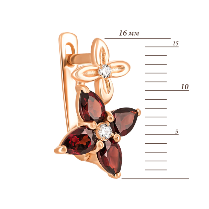 12345 Золоті сережки з гранатом і фіанітами. Артикул UG5с660пр 12345 грн12,170 12345