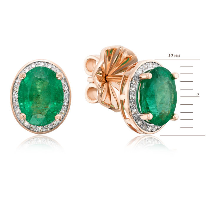 Золотые серьги с изумрудом и бриллиантами. Артикул 520007/01/1/10234