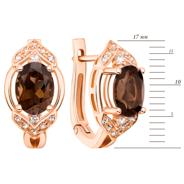 12345 Золоті сережки з раухтопазом і фіанітами (50377/раух к) 12345 грн17,740 12345