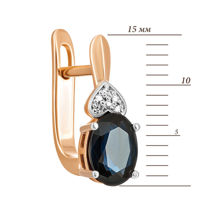 Золотые серьги с сапфиром и бриллиантами. Артикул UG5520014/01/1/10528