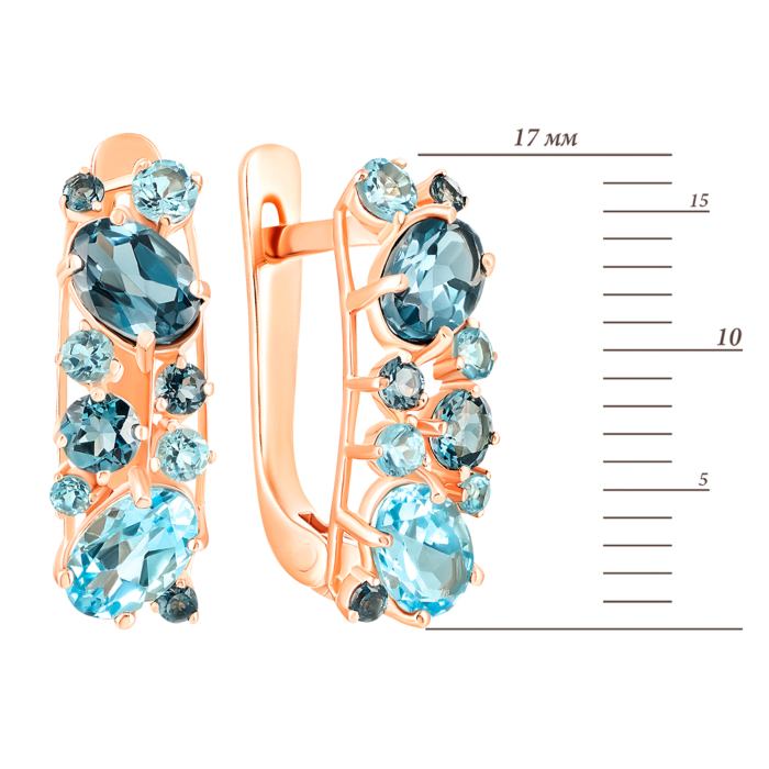 12345 Золотые серьги с топазом swis, лондон-топазом. Артикул UG5с652тл 12345 грн16,065 12345