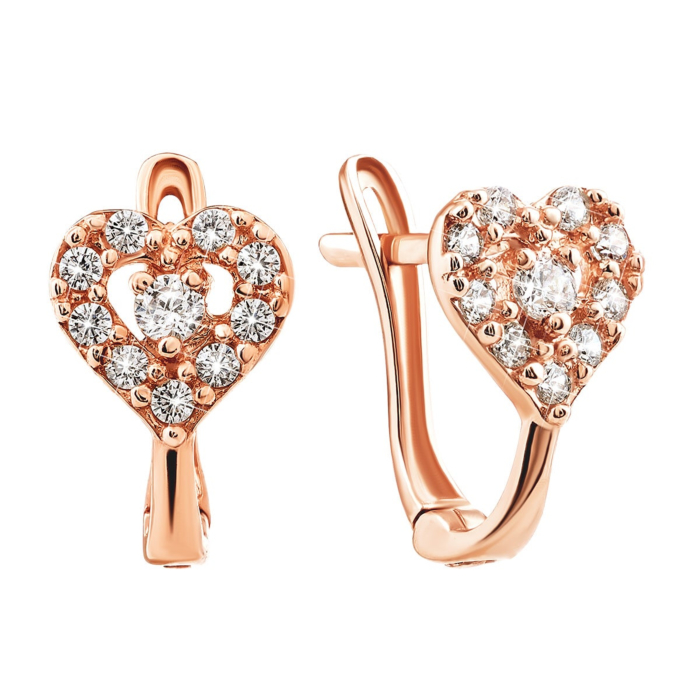 12345 Золоті сережки Серце з фіанітами. Артикул UG5СВ237и 12345 грн6,527 12345