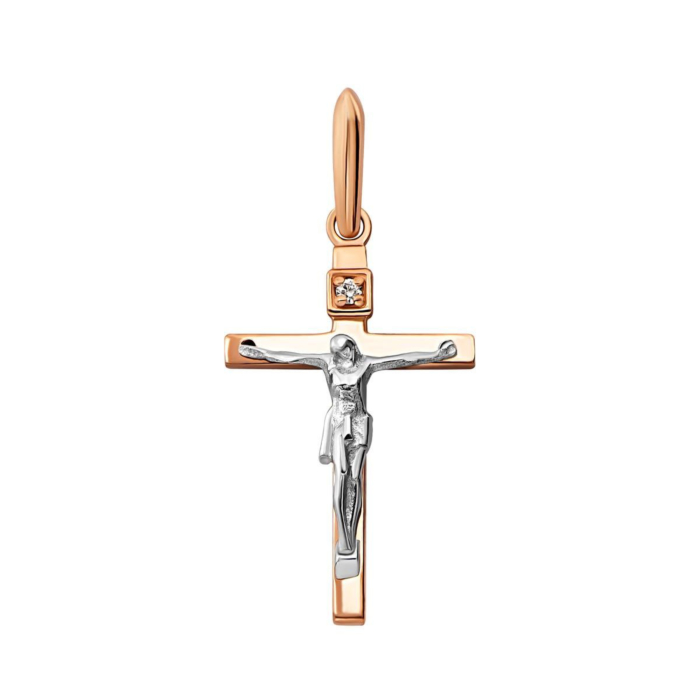 Золотой крестик с бриллиантом. Артикул UG53104930201