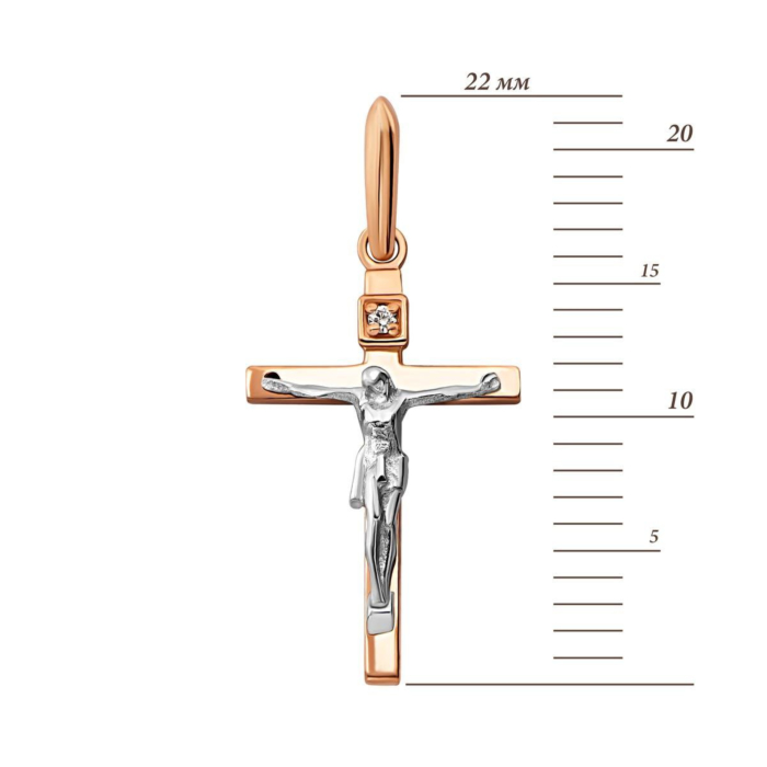 Золотой крестик с бриллиантом. Артикул UG53104930201