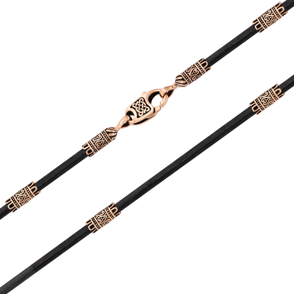 12345 Ювелірний шнурок з натуральної шкіри з золотими вставками. Артикул 06127/130ч/2нч 12345 грн32,328 12345