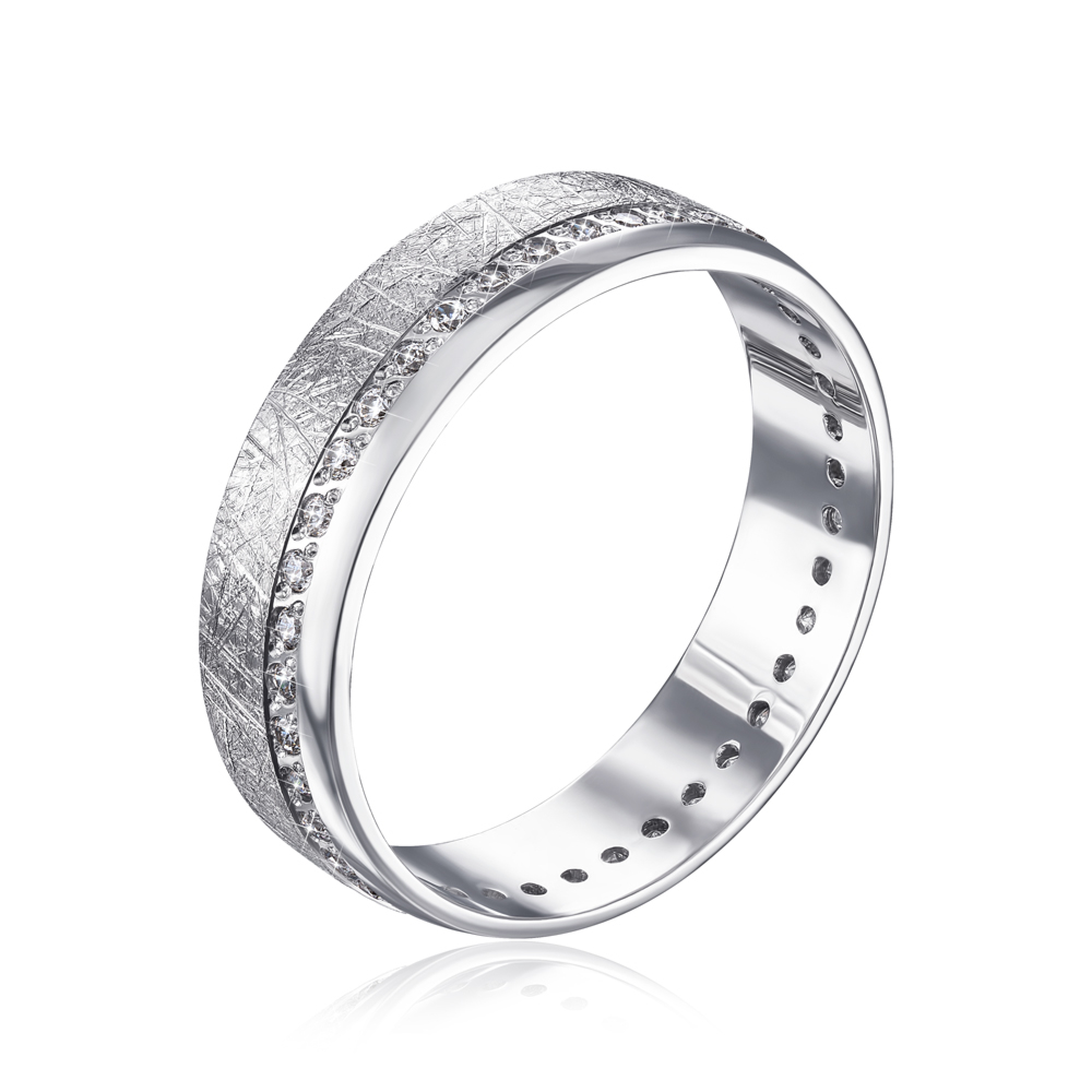 Серебряное обручальное кольцо с фианитами. Артикул 10134-11/12/1/13
