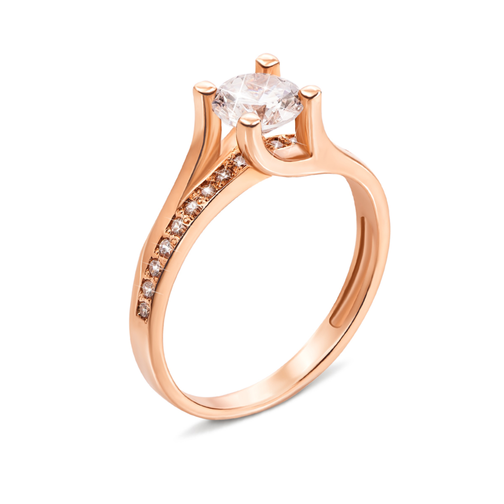 Золотое кольцо с фианитами. Артикул 11963 с