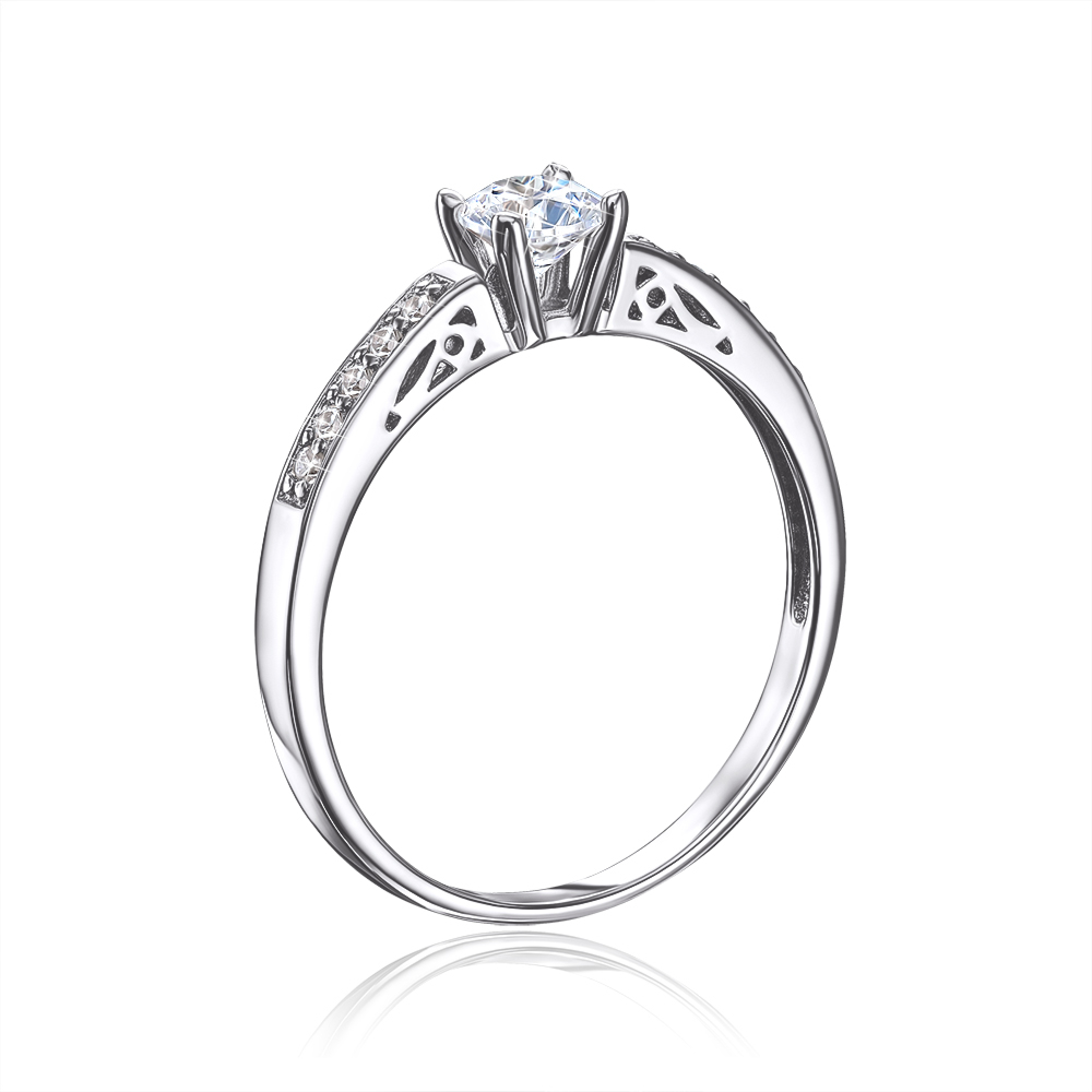 Золотое кольцо с фианитами S​ Zirconia. Артикул 12239/б SW