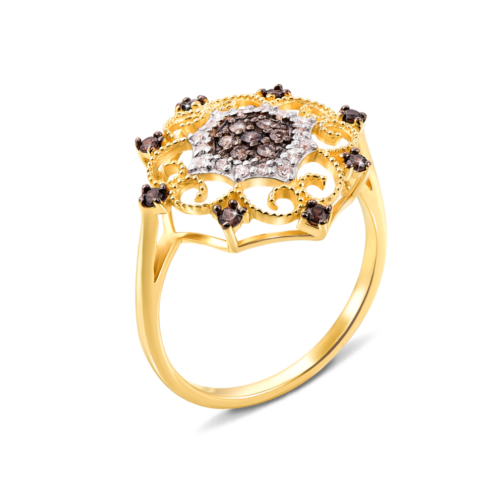 Золотое кольцо с фианитами. Артикул 12967/eu кор