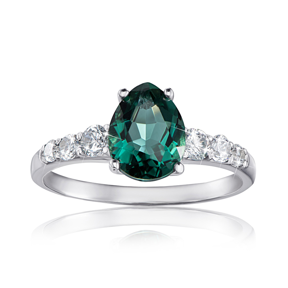 Серебряное кольцо с кварцем и фианитами. Артикул 1320/1р-QGR