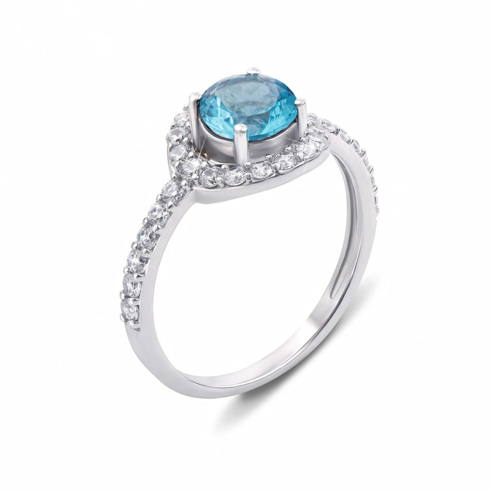 12345 Срібна каблучка з топазом і фіанітами. Артикул 1596/9р 12345 грн2,287 12345