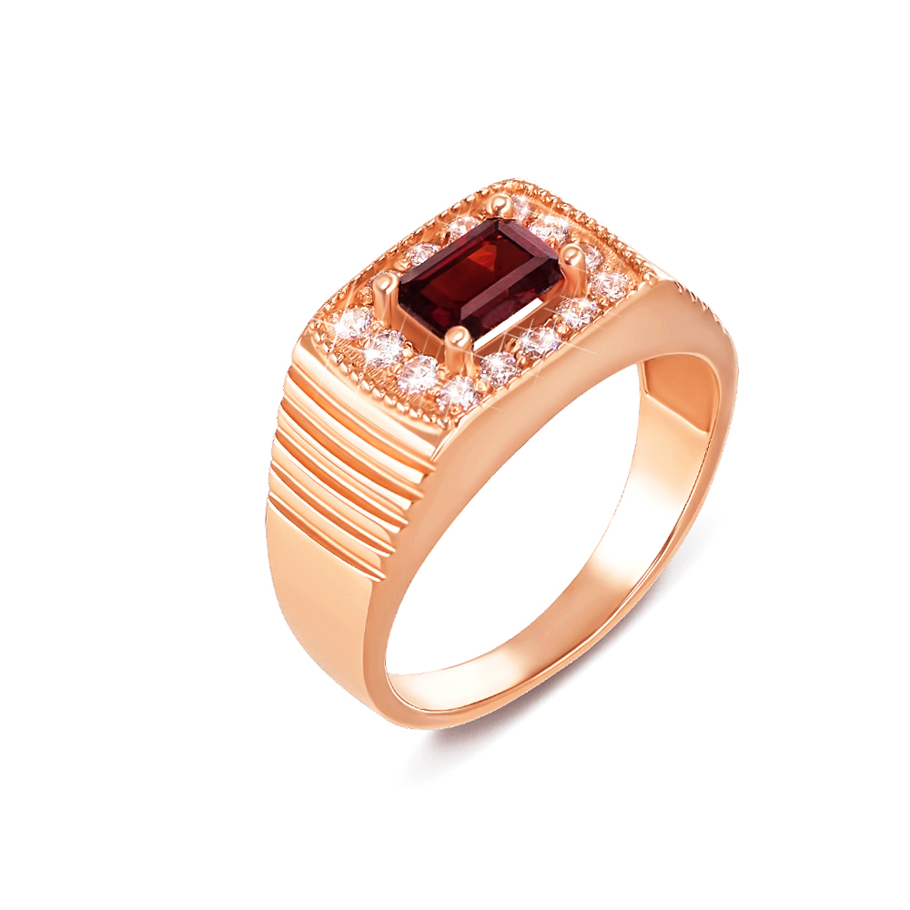 12345 Золота печатка з гранатом і фіанітами. Артикул 19100/01/0/5864 12345 грн30,117 12345