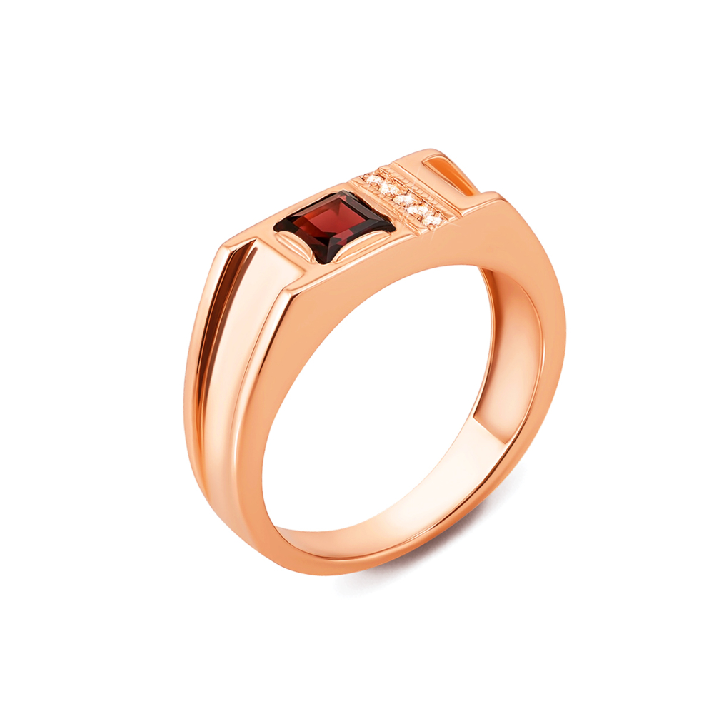 12345 Золота печатка з гранатом і фіанітами. Артикул 19117/гр 12345 грн31,413 12345